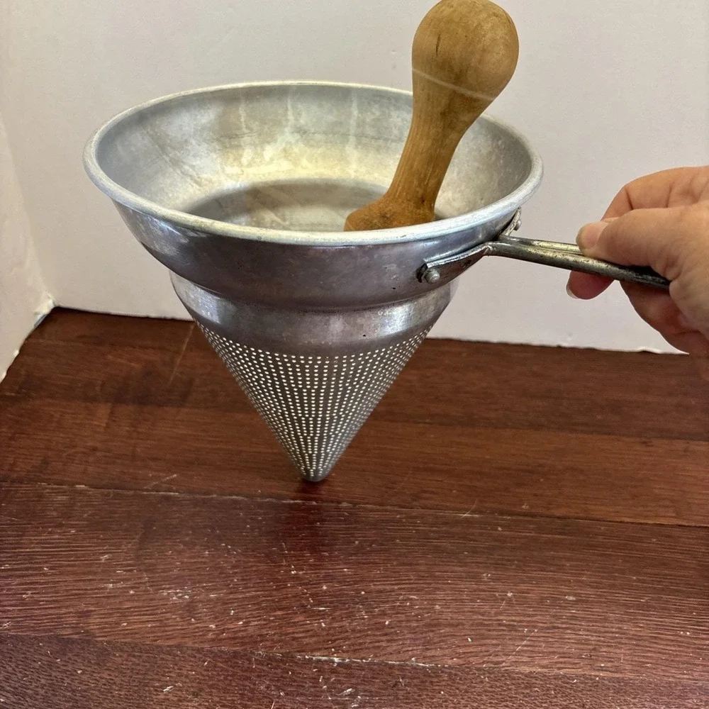 vintage canning screen funnel With Wooden‎ Masher